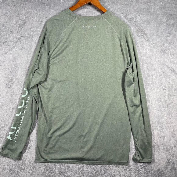 AFTCO Shirt Mens L Fishing Pullover Green Long Logo Sleeve Coastal Outdoors - Picture 7 of 7